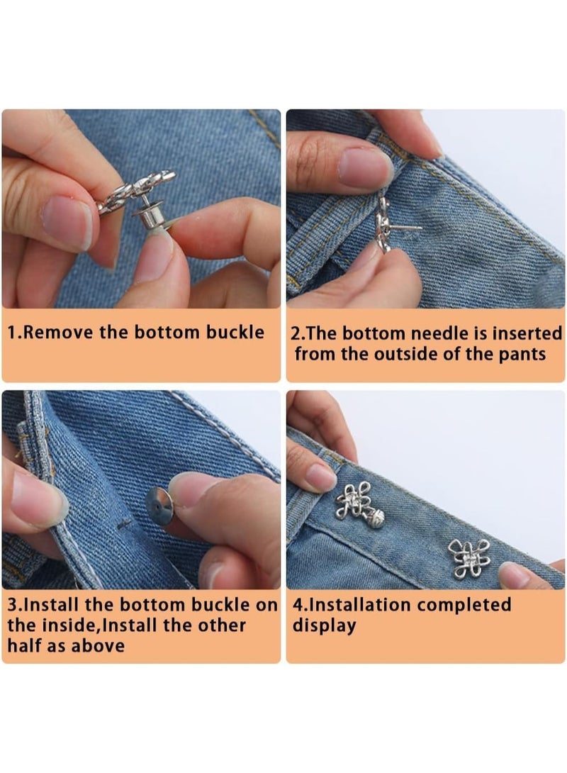 6 Set Pant Waist Tightener Button, Chinese Knot Jean Waist Tightener Adjustable Waist Buckle, Decorative Waist Adjuster for Loose Pants Button Tightener,Waist Cincher Clip Jean Buttons for Loose Jeans - Image 3