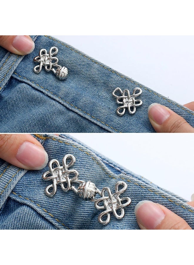 6 Set Pant Waist Tightener Button, Chinese Knot Jean Waist Tightener Adjustable Waist Buckle, Decorative Waist Adjuster for Loose Pants Button Tightener,Waist Cincher Clip Jean Buttons for Loose Jeans - Image 5