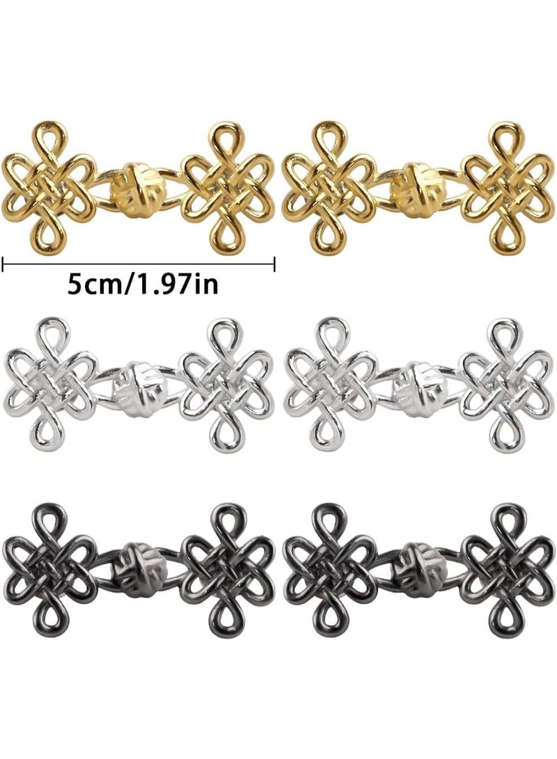 6 Set Pant Waist Tightener Button, Chinese Knot Jean Waist Tightener Adjustable Waist Buckle, Decorative Waist Adjuster for Loose Pants Button Tightener,Waist Cincher Clip Jean Buttons for Loose Jeans - Image 2