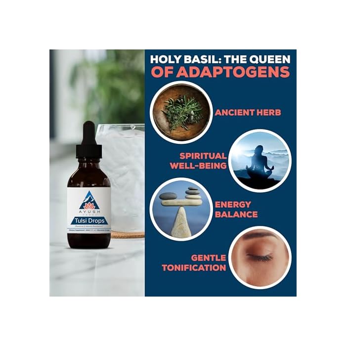 Ayush Herbs Tulsi Drops - Alcohol-Free Tulsi Drops, Holy Basil Gylcerite, Natural Immune-Support Drops for Kids & Adults, Calm & Focus Booster - 2 Fl Oz (80 Servings) - Image 4