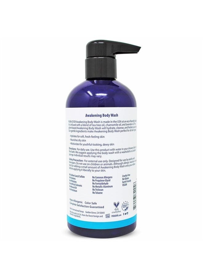 Pura d'or - Awakening Body Wash (16oz) with Aloe Vera, Chamomile, Lavender, Tea Tree and Natural Nutrients - pH Balanced for Moisturized Soft, Fresh-Feeling Skin, All Skin Types, Men & Women - Image 1