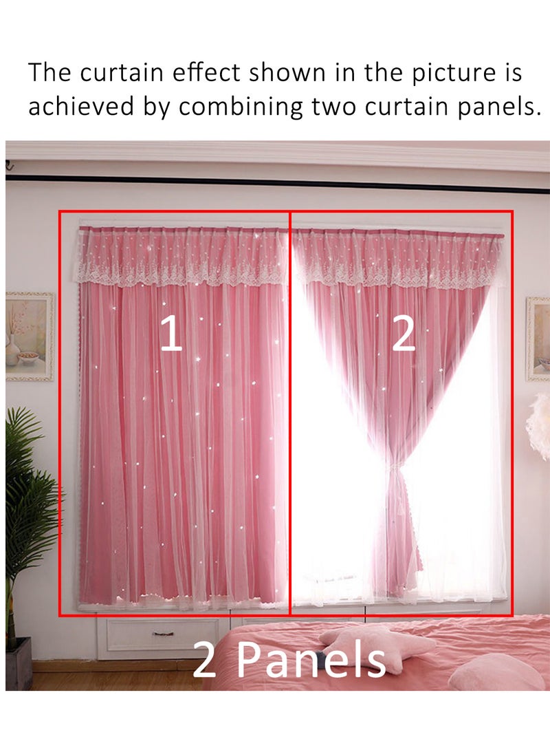 ستائر تعتيم نجوم مزدوجة الطبقات بشريط فيلكرو، لوحة واحدة بدون قضبان ستائر نافذة لغرفة النوم وغرفة المعيشة وباب الحمام وخزانة الملابس (بيج، 100 عرض × 150 ارتفاع سم) - Image 5