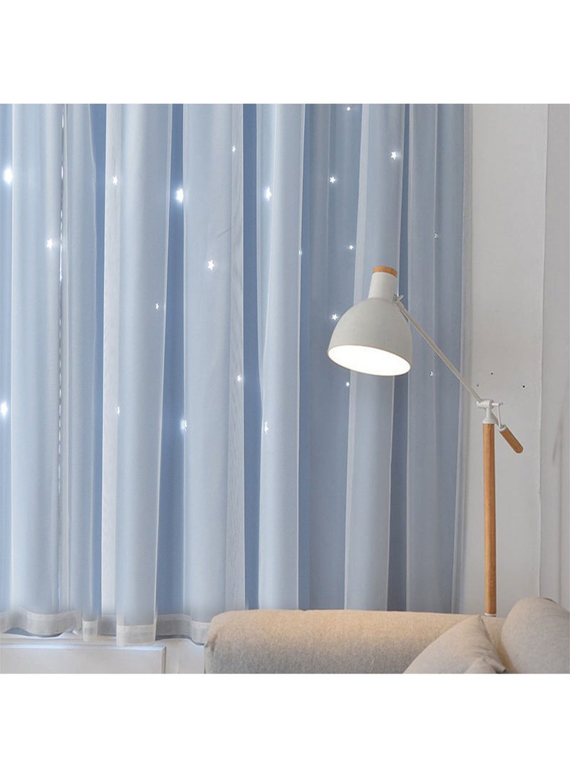 ستائر تعتيم نجوم مزدوجة الطبقات بشريط فيلكرو، لوحة واحدة بدون قضبان ستائر نافذة لغرفة النوم وغرفة المعيشة وباب الحمام وخزانة الملابس (بيج، 100 عرض × 150 ارتفاع سم) - Image 3