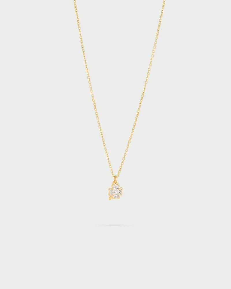 Rue Des Mill Choker chain and clover zircons - Yellow gold