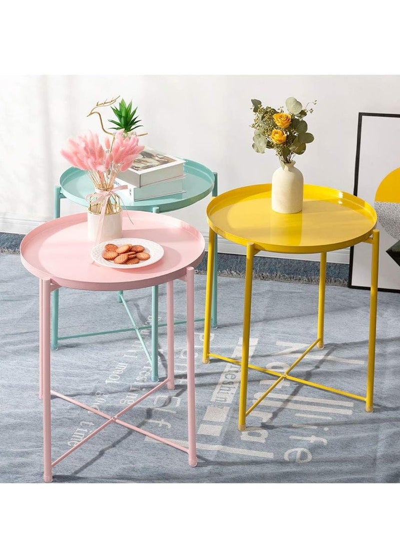 PENG GENERAL - Removable and Foldable Round Side Table Pink - Image 1