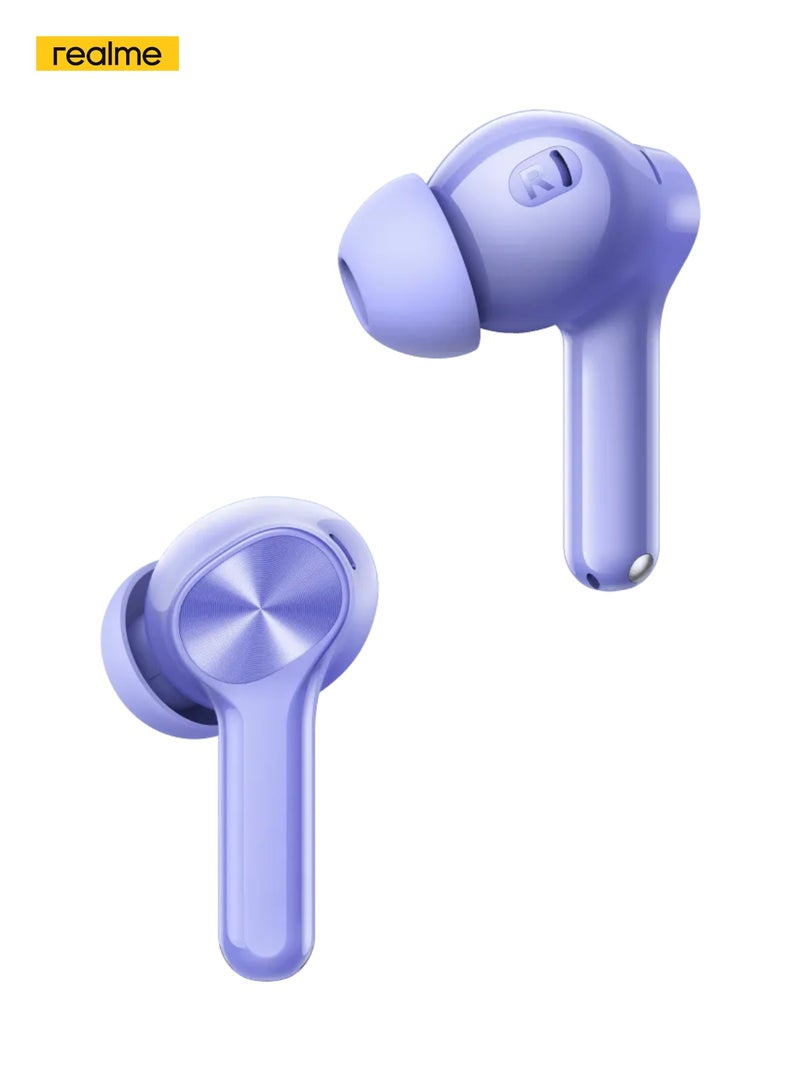 ريل مي Buds T200 Lite Wireless Earbuds 12.4mm Bass 48h Battery Quad-mic Noise Cancellation Dual-device IPX4 Waterproof Type-C Charging - Purple - Image 4
