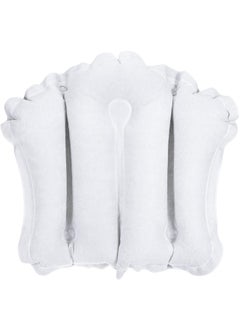PATIKIL PATIKIL Inflatable Bath Pillow with Suction Cups, Terry Cloth Covered Shell Shape Bath Pillow Neck Support for Bathtub Hot Tub, White 