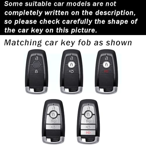 ontto Key Fob Case Compatible with Ford 345 Buttons Key RemoteMetal and Leather Key Cover for F150 F250 F350 F450 F550Antiscratched Key Holder Fit for Lincoln Aviator Corsair 2020up Brown - Image 3