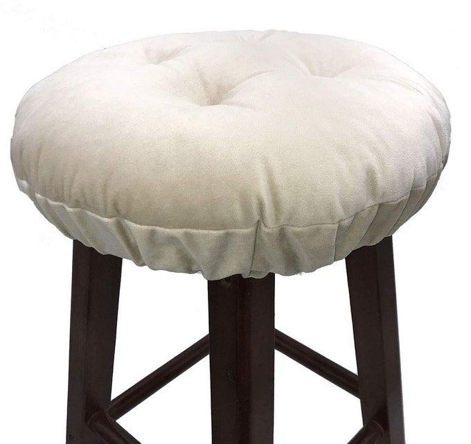 Bar Stool Cushion Soft Velvet Padded Round Stool Cover 14 Velvet Beige