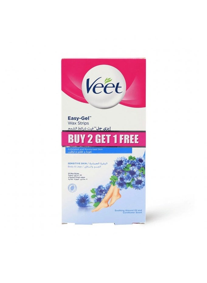 Veet Hair Removal Easy Gel Wax Strips Body and Legs 2+1 free  - Image 1