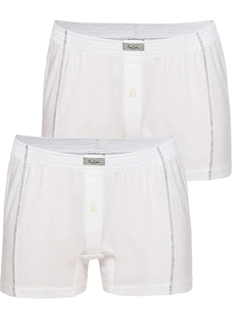 بيير كاردان 405 Men's 2-Piece Combed Cotton Boxer-White