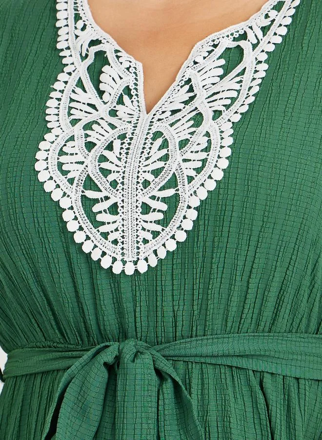 Styli Lace Trimmed Dress