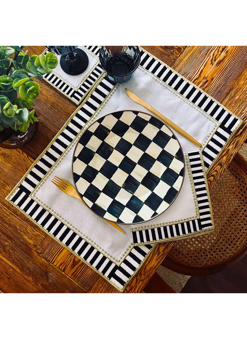 Ge Living Black and White Checkered Gold Detailed American Service (2 Pieces)  - Image 2