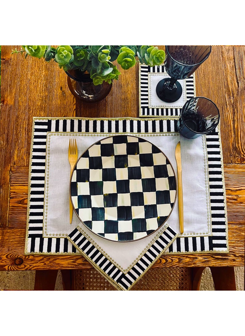 Ge Living Black and White Checkered Gold Detailed American Service (2 Pieces)  - Image 3