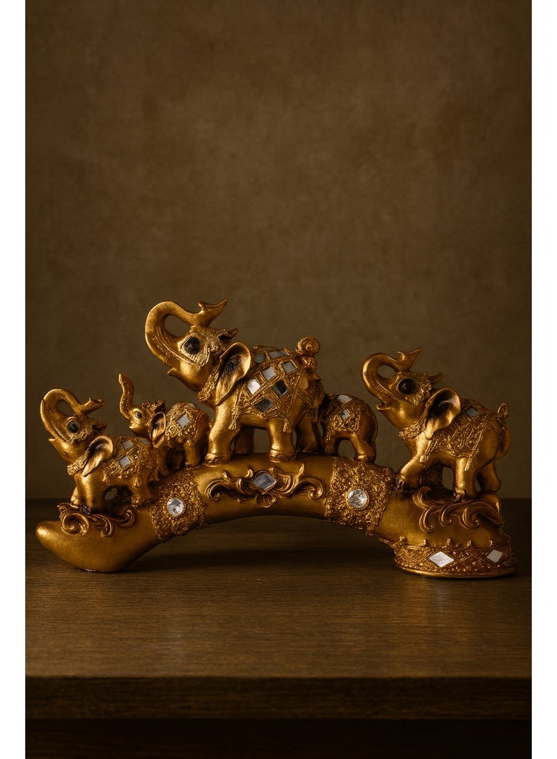 Whynot Luxury Golden Elephant Family Figurine with Crystal Accents – Elegant Home Decor - Image 1