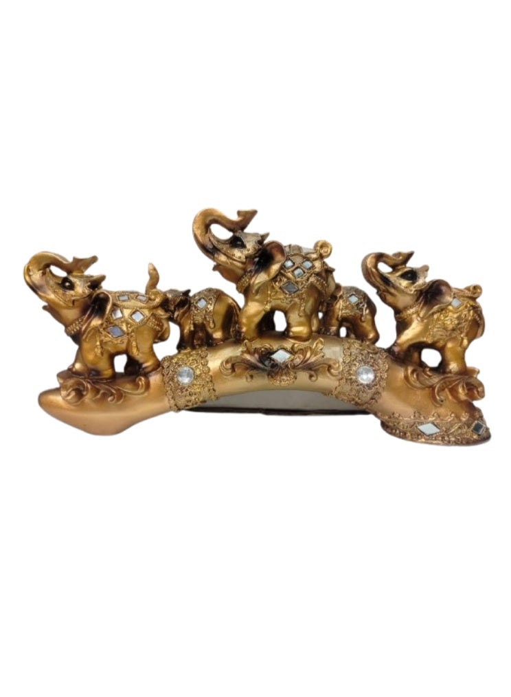 Whynot Luxury Golden Elephant Family Figurine with Crystal Accents – Elegant Home Decor - Image 2