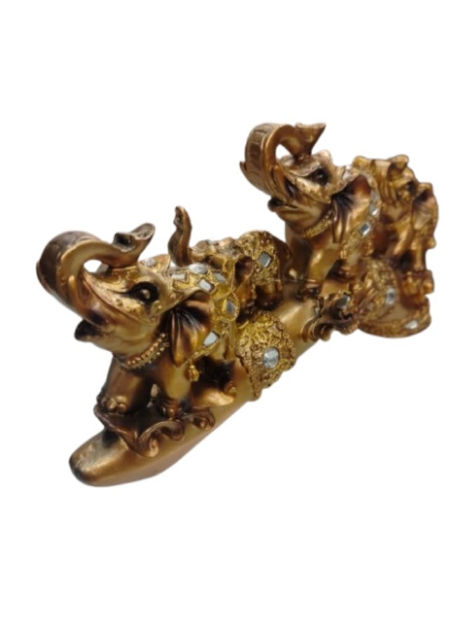 Whynot Luxury Golden Elephant Family Figurine with Crystal Accents – Elegant Home Decor - Image 3