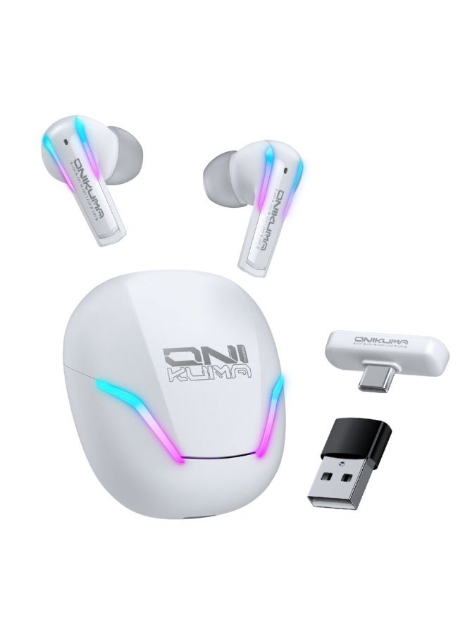 ONIKUMA T27 Dual Mode Cool Wireless Bluetooth Earphone(White) - Image 3