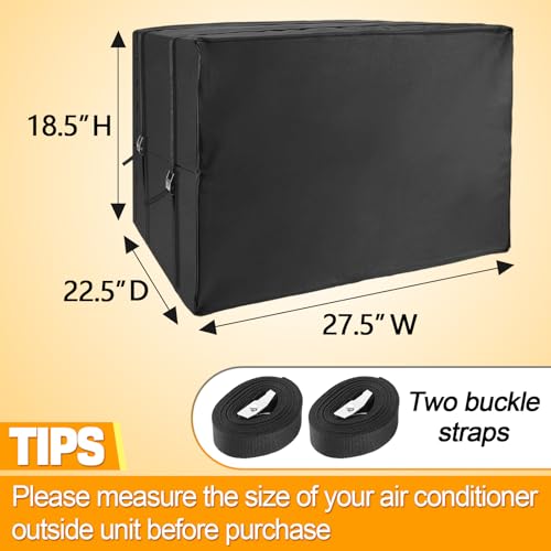Biubee Air Conditioner Covers for Window Units - 3 Layers Insulation Outside AC Cover with Elastic Drawstring Metal Buckle Strap, Outdoor Winter Waterproof AC Canopy Sun Shade - 27.5 × 22.5 × 18.5 Inch - Image 4