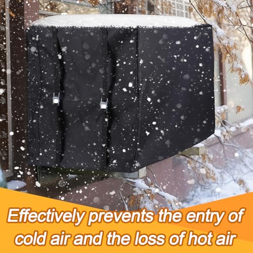 Biubee Air Conditioner Covers for Window Units - 3 Layers Insulation Outside AC Cover with Elastic Drawstring Metal Buckle Strap, Outdoor Winter Waterproof AC Canopy Sun Shade - 27.5 × 22.5 × 18.5 Inch - Image 5