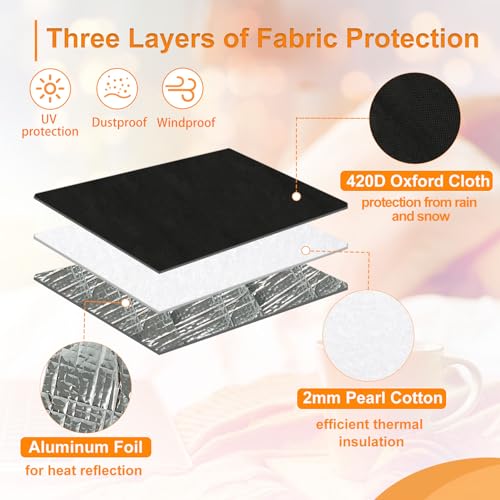 Biubee Air Conditioner Covers for Window Units - 3 Layers Insulation Outside AC Cover with Elastic Drawstring Metal Buckle Strap, Outdoor Winter Waterproof AC Canopy Sun Shade - 27.5 × 22.5 × 18.5 Inch - Image 2