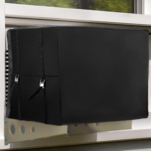 Biubee Air Conditioner Covers for Window Units - 3 Layers Insulation Outside AC Cover with Elastic Drawstring Metal Buckle Strap, Outdoor Winter Waterproof AC Canopy Sun Shade - 27.5 × 22.5 × 18.5 Inch - Image 1