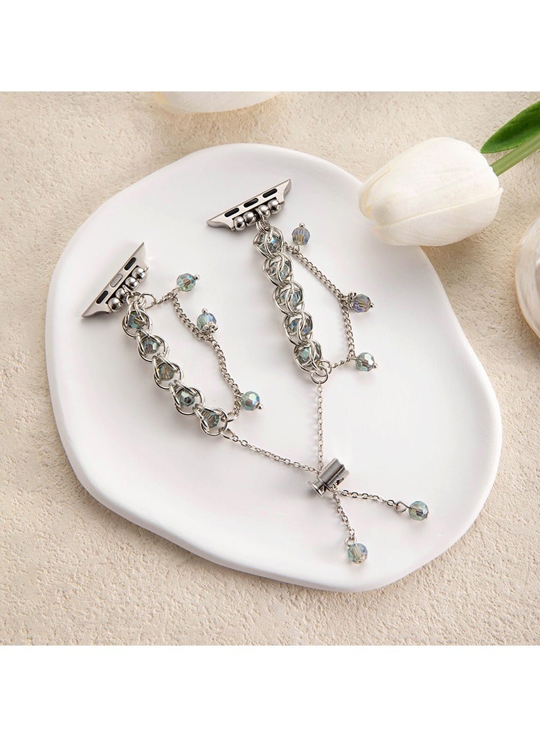 OLYSON Beaded Bracelet Band Compatible for Apple Watch 38mm 40mm 41mm 42mm, Adjustable Bling Crystal Pearl Beads Handmade iWatch Band Series 11 10 9 8 7 6 SE 5 4 3 2 1, magical wonderland Crystal Bracelet Strap for Apple Watch - Image 2