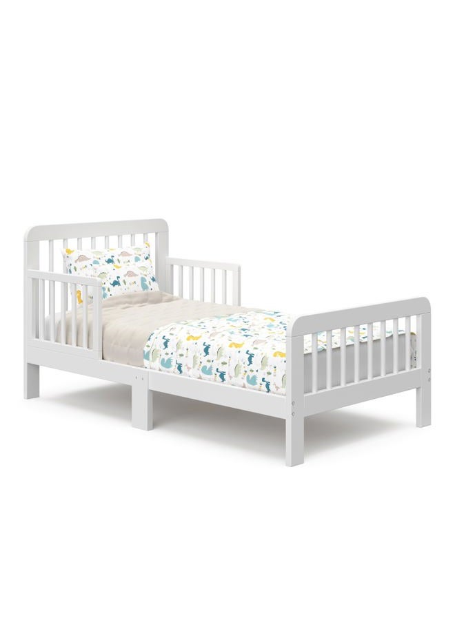 Storkcraft Pasadena Toddler Bed (White) - GREENGUARD Gold Certified, Includes Toddler Safety Guardrails, Fits Standard Crib & Toddler Mattress, Stylish Design with Rounded Details - Image 1