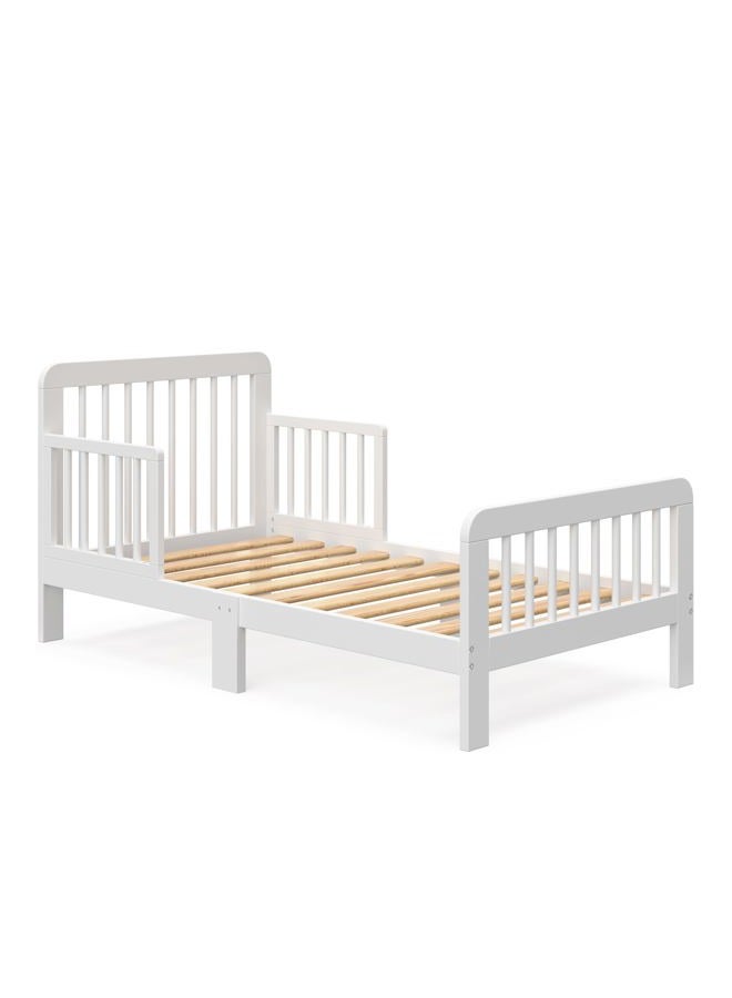 Storkcraft Pasadena Toddler Bed (White) - GREENGUARD Gold Certified, Includes Toddler Safety Guardrails, Fits Standard Crib & Toddler Mattress, Stylish Design with Rounded Details - Image 3