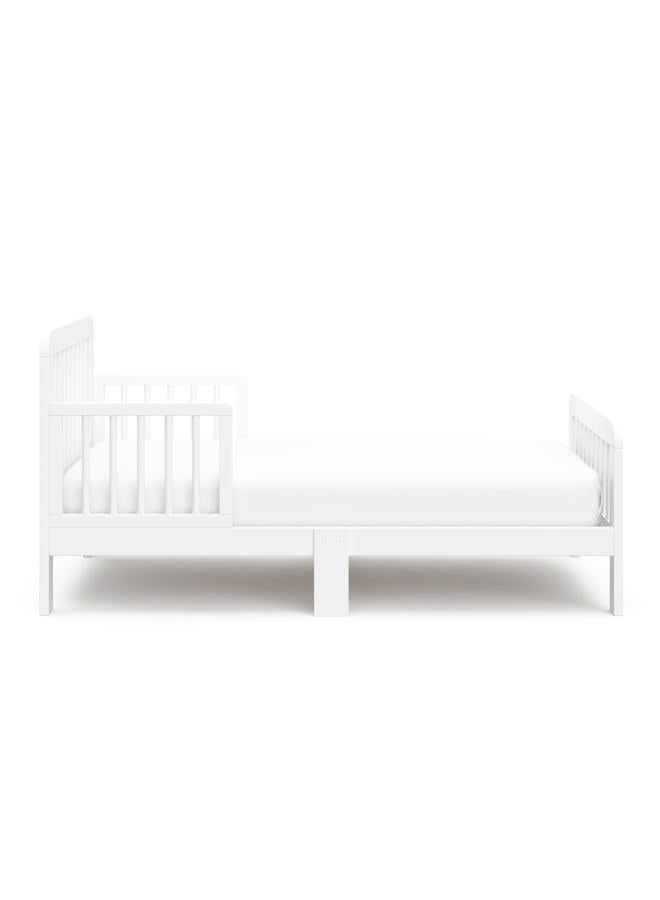 Storkcraft Pasadena Toddler Bed (White) - GREENGUARD Gold Certified, Includes Toddler Safety Guardrails, Fits Standard Crib & Toddler Mattress, Stylish Design with Rounded Details - Image 5