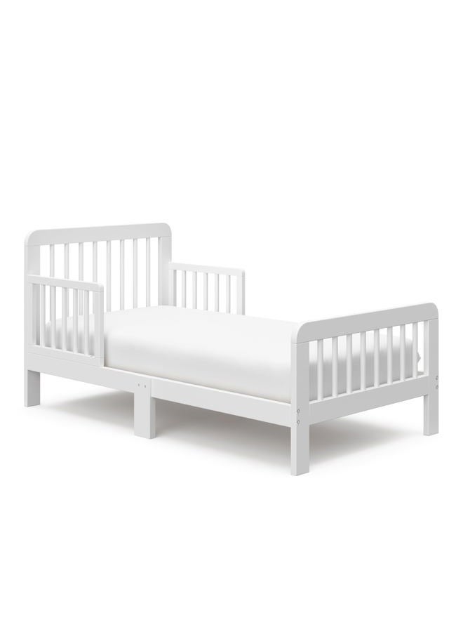 Storkcraft Pasadena Toddler Bed (White) - GREENGUARD Gold Certified, Includes Toddler Safety Guardrails, Fits Standard Crib & Toddler Mattress, Stylish Design with Rounded Details - Image 2
