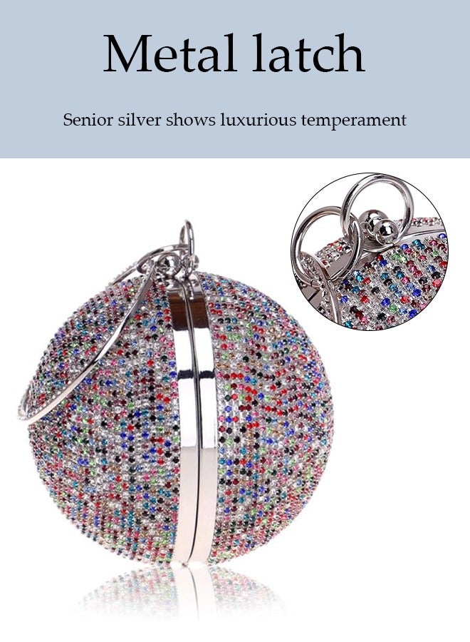 Loquat Ball Shape Clutch Purse Party Handbag Rhinestone Ring Handle Evening Bag  - Image 3