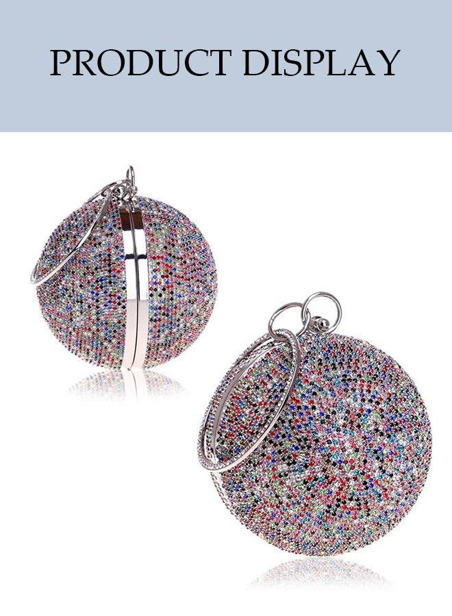 Loquat Ball Shape Clutch Purse Party Handbag Rhinestone Ring Handle Evening Bag  - Image 4