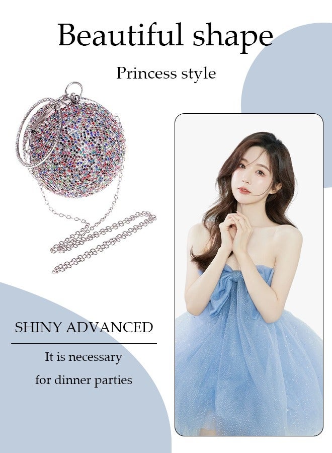 Loquat Ball Shape Clutch Purse Party Handbag Rhinestone Ring Handle Evening Bag  - Image 2