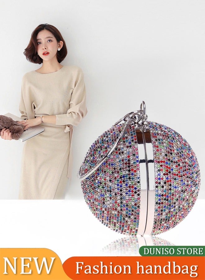 Loquat Ball Shape Clutch Purse Party Handbag Rhinestone Ring Handle Evening Bag  - Image 1
