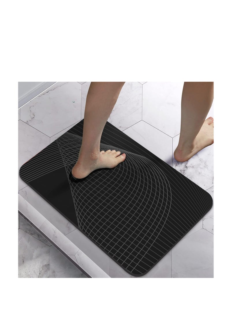 تراسل سجادة حمام غير قابلة للانزلاق وسجادة حمام من التراب الدياتومي الترابي غير القابل للانزلاق وسجادة حمام من التراب الدياتومي فائقة الامتصاص لحوض الاستحمام سريعة الجفاف ومطاطية رقيقة مدعمة بمطاط قابلة للغسل تناسب أسفل الباب - Image 1