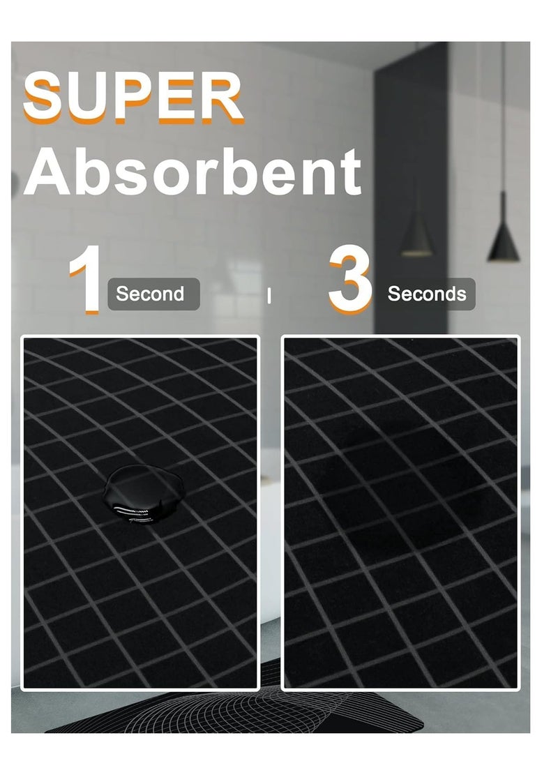 تراسل سجادة حمام غير قابلة للانزلاق وسجادة حمام من التراب الدياتومي الترابي غير القابل للانزلاق وسجادة حمام من التراب الدياتومي فائقة الامتصاص لحوض الاستحمام سريعة الجفاف ومطاطية رقيقة مدعمة بمطاط قابلة للغسل تناسب أسفل الباب - Image 2