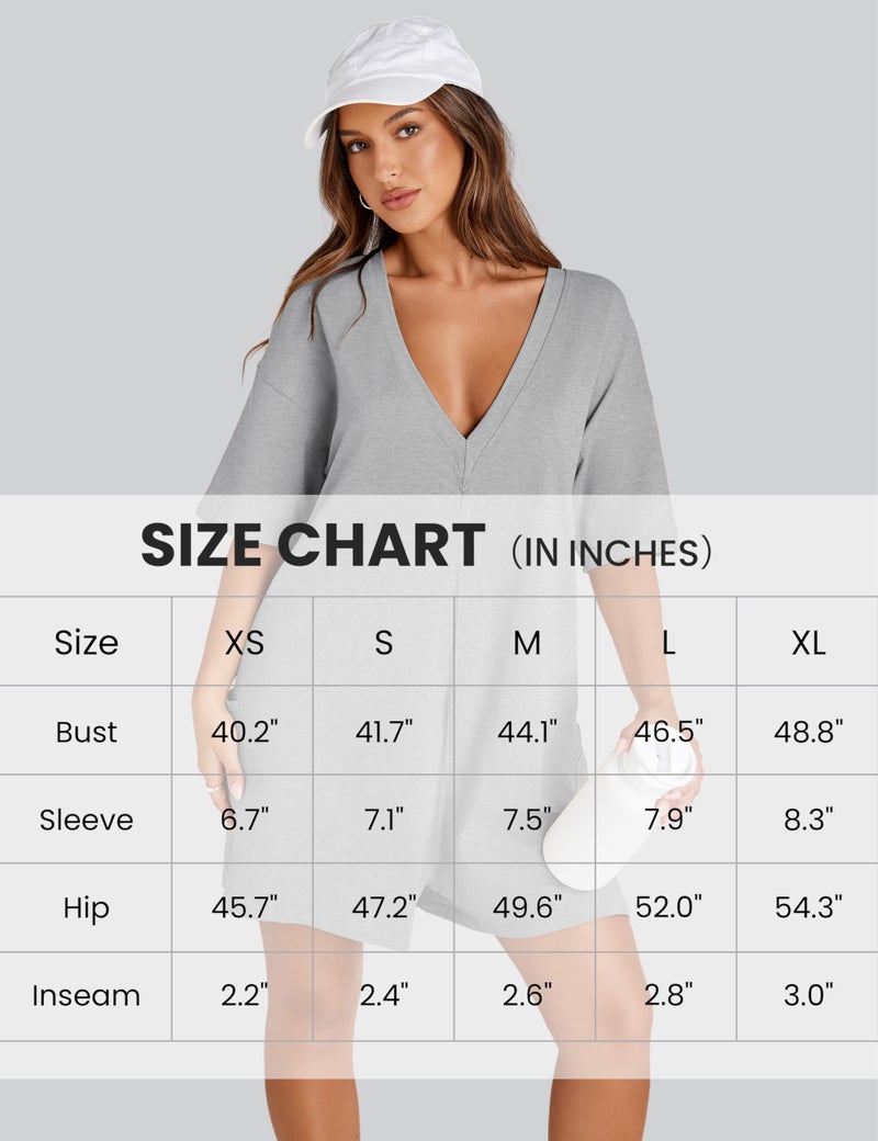 UANEO Rompers for Women Casual Oversized Athletic Jumpsuits Overalls Workout Hot Shot Tee Romper (BlueGrey-XL) - Image 5