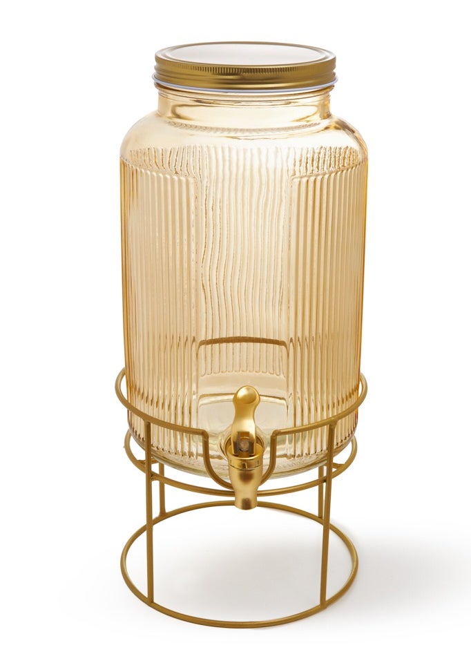Fissman Glass Beverage Dispenser with Stand 5.8L, Golden Lid and Spigot, Leak-Proof Transparent Beverage Dispenser, Ideal for Lemonade, Juice, Tea, and Party Drinks  - Image 2