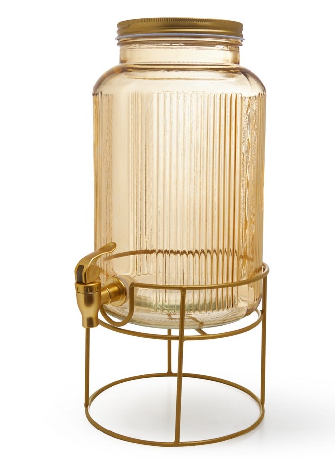 Fissman Glass Beverage Dispenser with Stand 5.8L, Golden Lid and Spigot, Leak-Proof Transparent Beverage Dispenser, Ideal for Lemonade, Juice, Tea, and Party Drinks  - Image 3