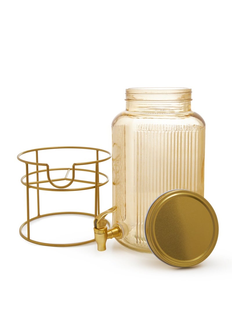 Fissman Glass Beverage Dispenser with Stand 5.8L, Golden Lid and Spigot, Leak-Proof Transparent Beverage Dispenser, Ideal for Lemonade, Juice, Tea, and Party Drinks  - Image 4