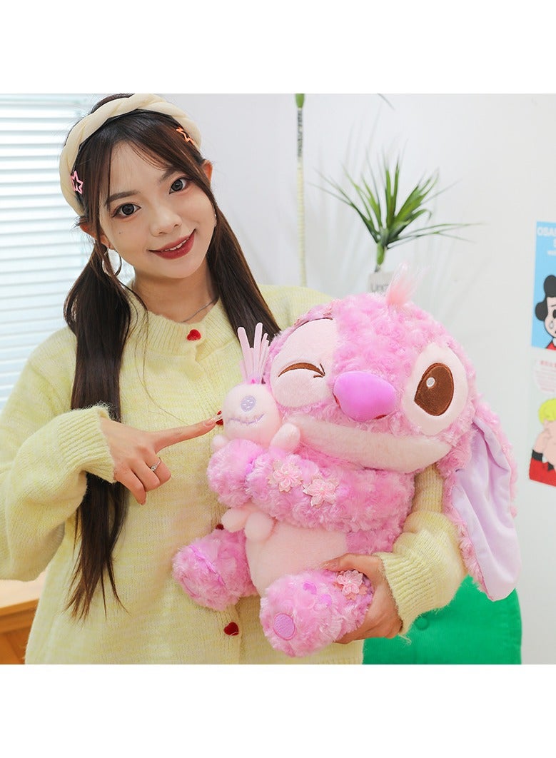 45cm pink purple curly Stitch plush toy rose velvet doll pillow - Image 2