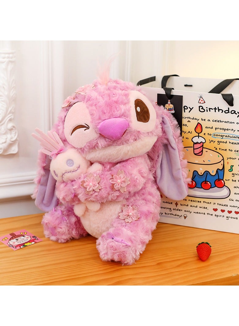 45cm pink purple curly Stitch plush toy rose velvet doll pillow - Image 4