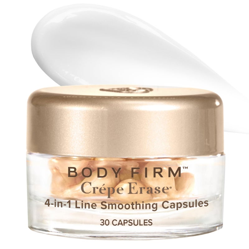 Crepe Erase BODY FIRM Crepe Erase 4in1 Line Smoothing Capsules AntiAging Hydrating Face and Eye Serum with Hyaluronic Acid and MultiChain Peptide for Wrinkles Crepe Skin  Fine Lines 30 Count