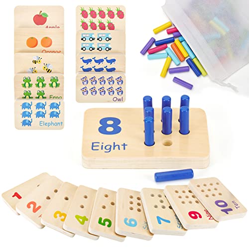 ISMETACU Wooden Montessori Number Blocks for Toddlers Counting Peg Board for Kids Age 3 4 5Preschool Learning ToysIdeal for Kids 3 4 5 Years Old - Image 1
