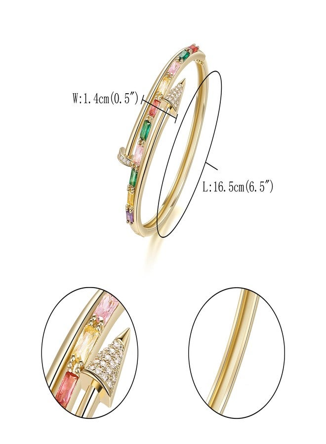 FANZE 14K Gold Plated Cubic Zirconia Gold Bangles for Women, Gold Bangles Jewelry Fashion Jewelry Gift - Image 5