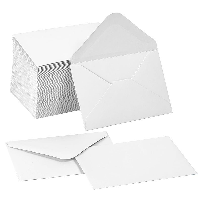 Ouzoustate 100 Pack Gift Card Envelopes 4 x 2.75" Mini Envelopes 120GSM Small Paper Business Gift Card Sleeves Bulk,Tiny Little Greeting Card Envelope Pockets for Invitation (White) - Image 1