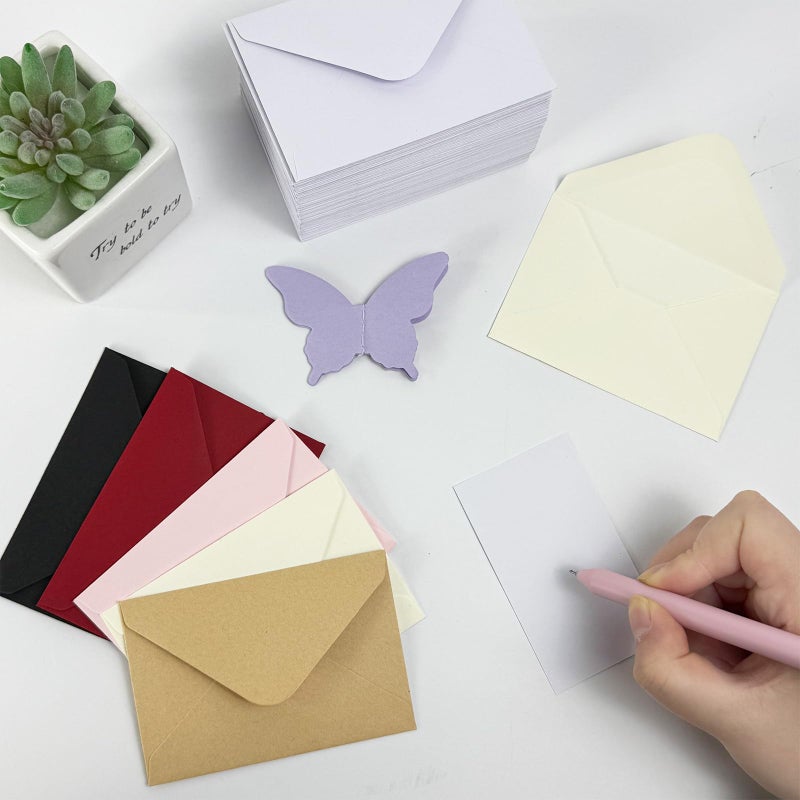 Ouzoustate 100 Pack Gift Card Envelopes 4 x 2.75" Mini Envelopes 120GSM Small Paper Business Gift Card Sleeves Bulk,Tiny Little Greeting Card Envelope Pockets for Invitation (White) - Image 5