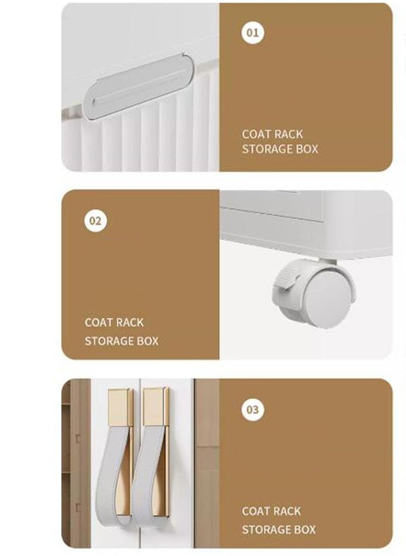 5 in 1 Tall Clothes Rack Storage Cabinets Plastic Foldable Wardrobe Garment Rack Shelves Stand Dresser Clothes Drying Rack ,with Wheels
