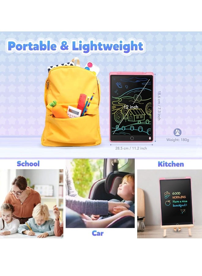 Generic LCD Writing Tablet for Kids, 12 Inch Electronic Drawing Board Digital Writing Pad with Colorful Screen, Erasable Doodle Board Handwriting Drawing Tablet Educational Toy Gift for Boys Girls  - Image 2